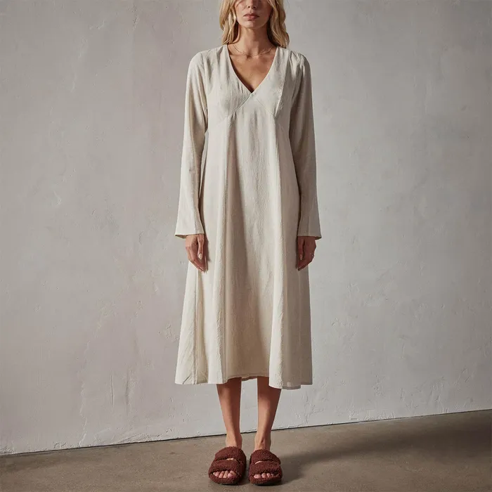 WOMEN James Perse DRESSESJUMPSUITS Viscose Linen Contour Dress Natural