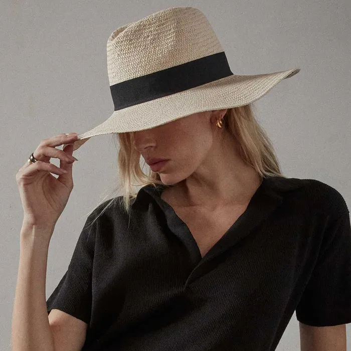 WOMEN James Perse LOS ANGELES COLLECTION Harbor Straw Hat Naturalblack