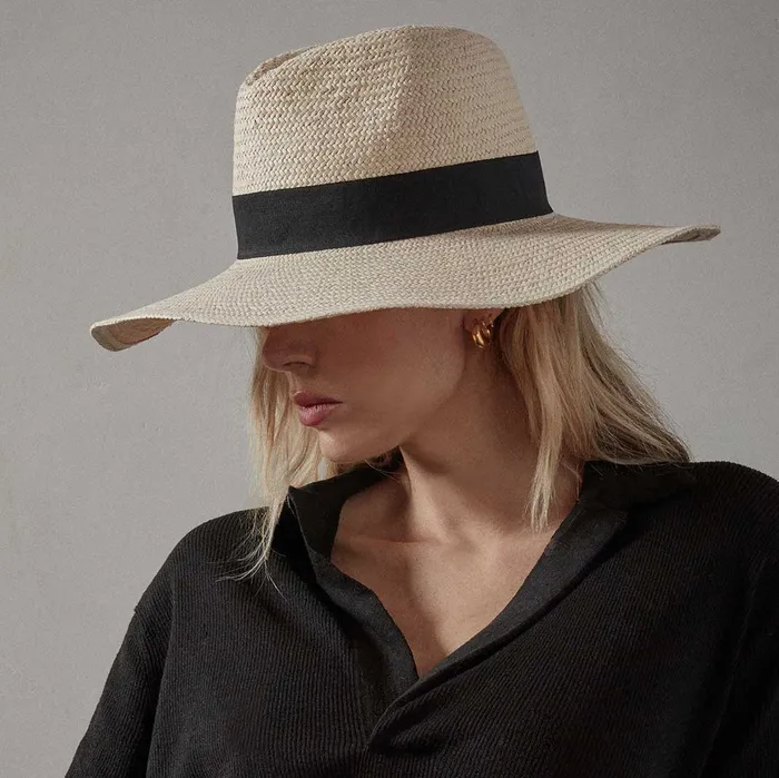 WOMEN James Perse LOS ANGELES COLLECTION Harbor Straw Hat Naturalblack