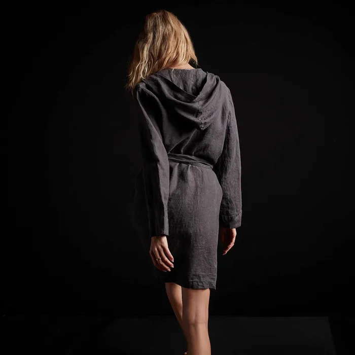 WOMEN James Perse LOUNGE Linen Hooded Robe Magma Pigment