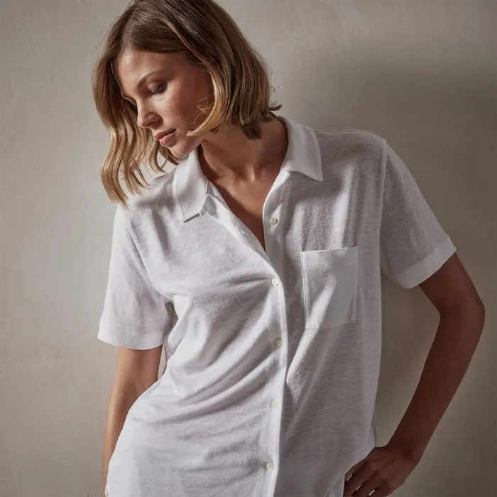 WOMEN James Perse LOUNGE Linen Jersey Shirt White