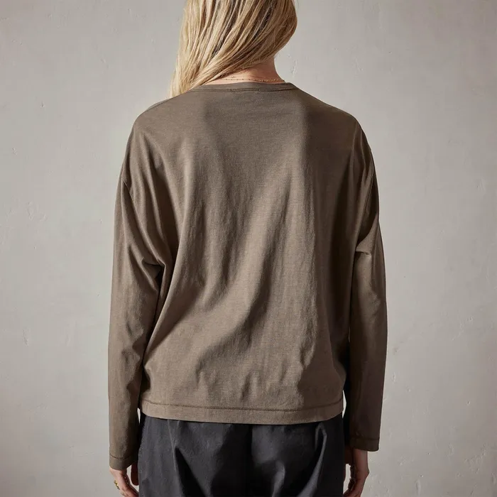 WOMEN James Perse NOVELTY TOPS Clean Finish Jersey Henley Old Whiskey
