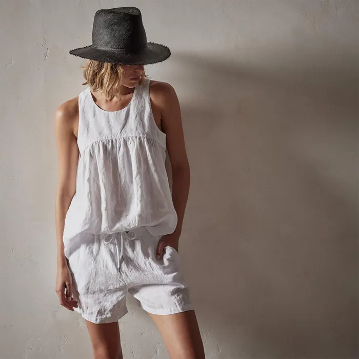 WOMEN James Perse NOVELTY TOPS Gathered Linen Top White