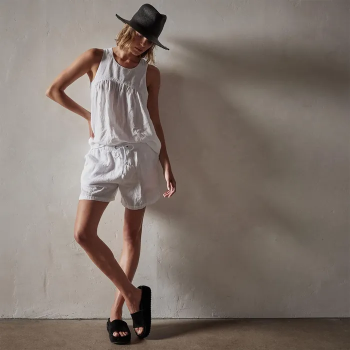 WOMEN James Perse NOVELTY TOPS Gathered Linen Top White