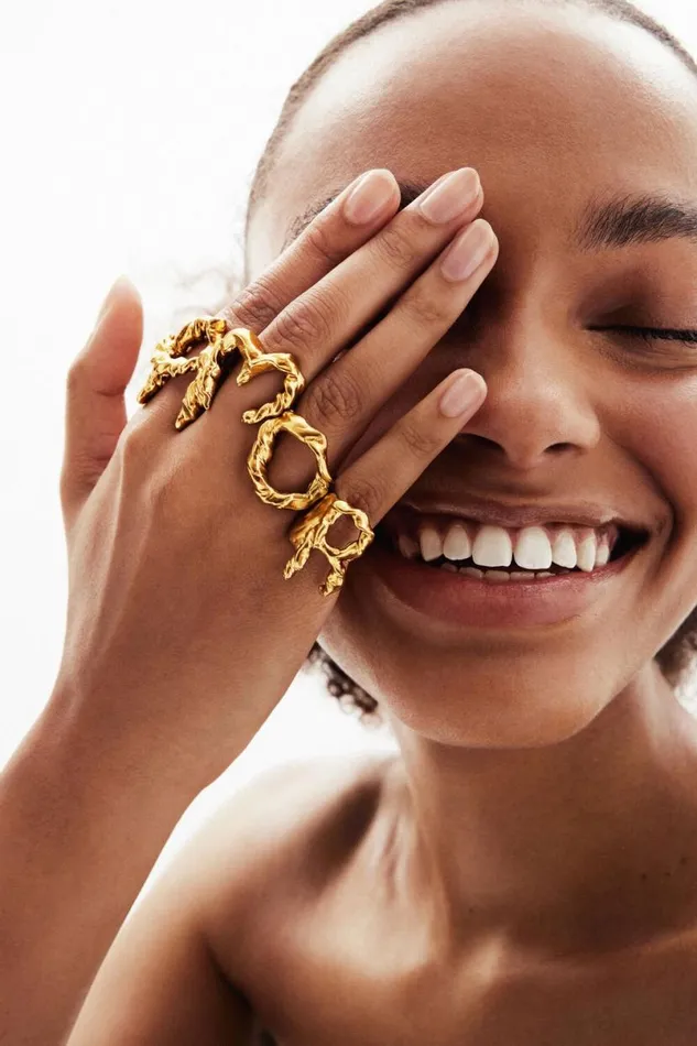 Women Jewellery Desigual Zalio Gold Plated Letter A Ring