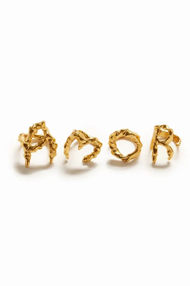 Women Jewellery Desigual Zalio Gold Plated Letter A Ring