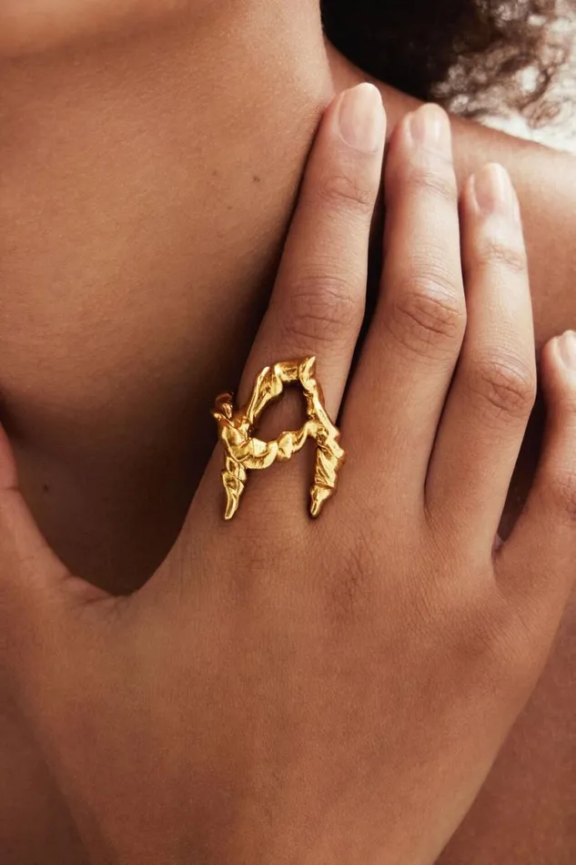 Women Jewellery Desigual Zalio Gold Plated Letter A Ring