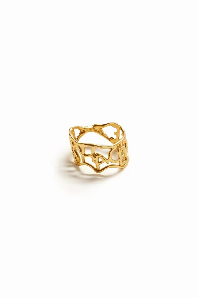 Women Jewellery Desigual Zalio Gold Plated Message Ring