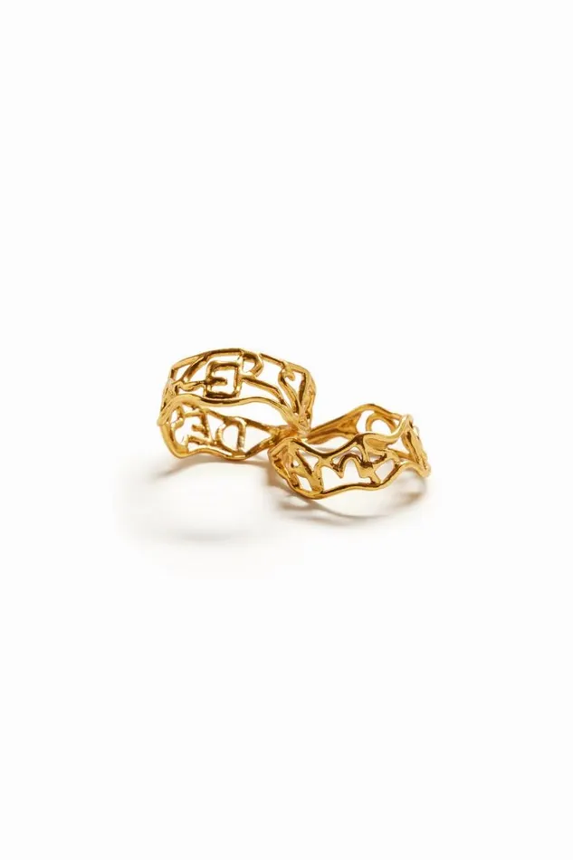 Women Jewellery Desigual Zalio Gold Plated Message Ring