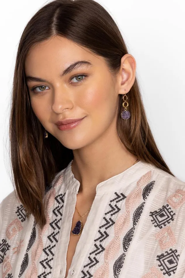 Women Jewelry Johnny Was AGATE DRUZY EARRINGS Purple Taupe Women Jewelry Johnny Was AGATE DRUZY EARRINGS Purple Taupe