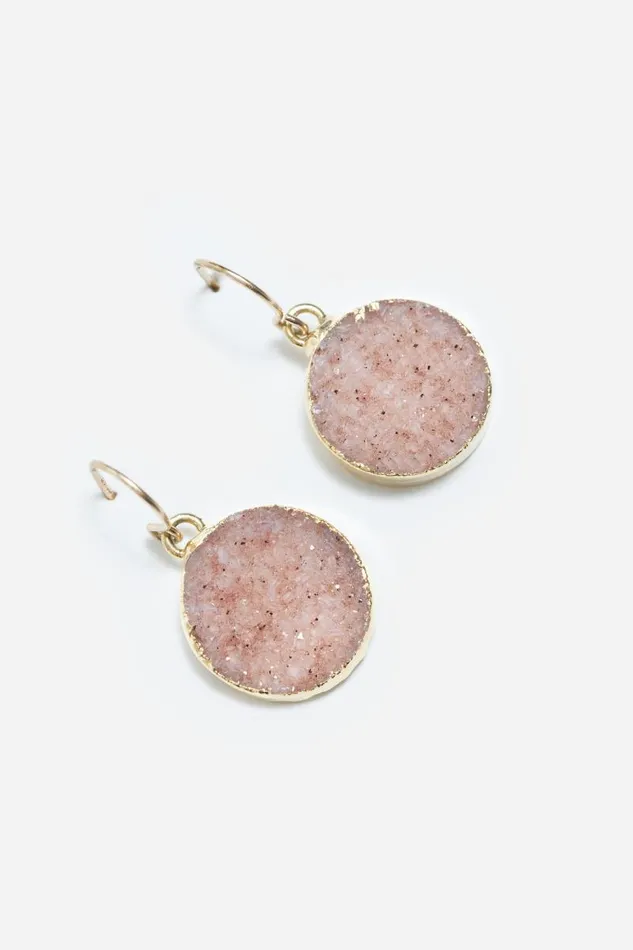 Women Jewelry Johnny Was DRUZY ROUND EARRINGS Pink