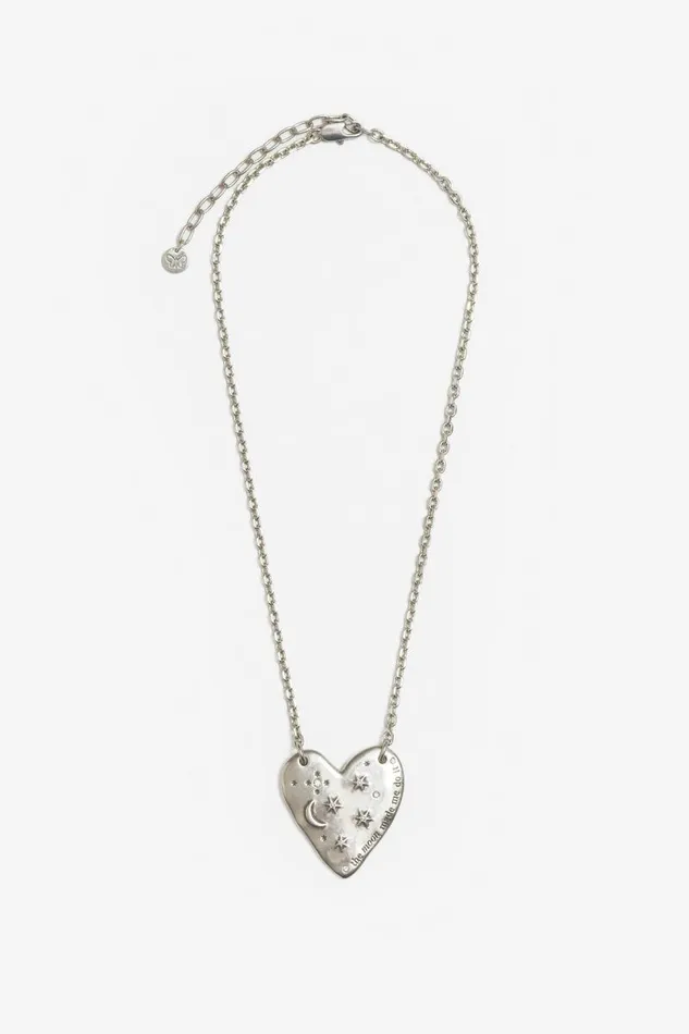 Women Jewelry Johnny Was MOON PHASE HEART NECKLACE Silver