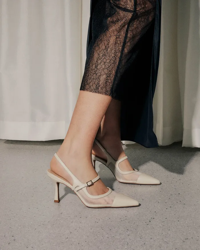 Women jomercer Ascot high heels off white mesh HIGH HEELS