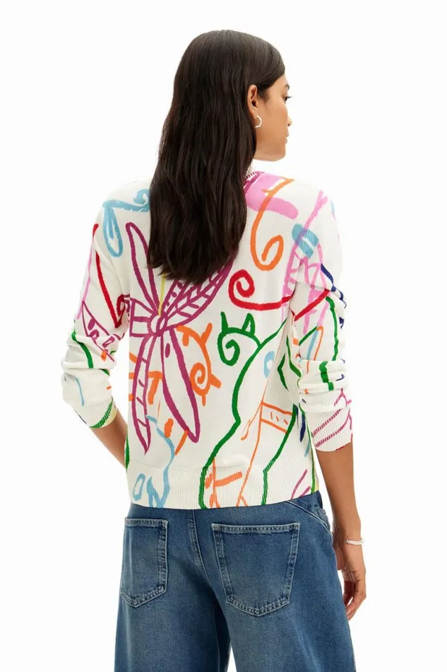 Women Jumpers Desigual Fine Knit Sweater With Patterns