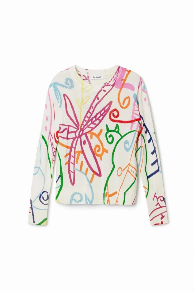 Women Jumpers Desigual Fine Knit Sweater With Patterns