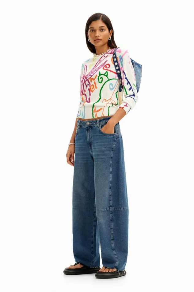 Women Jumpers Desigual Fine Knit Sweater With Patterns