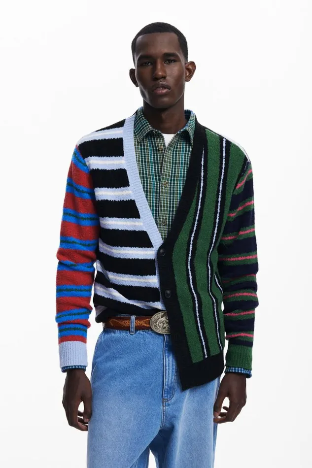 Women Jumpers Desigual Striped Knit Cardigan