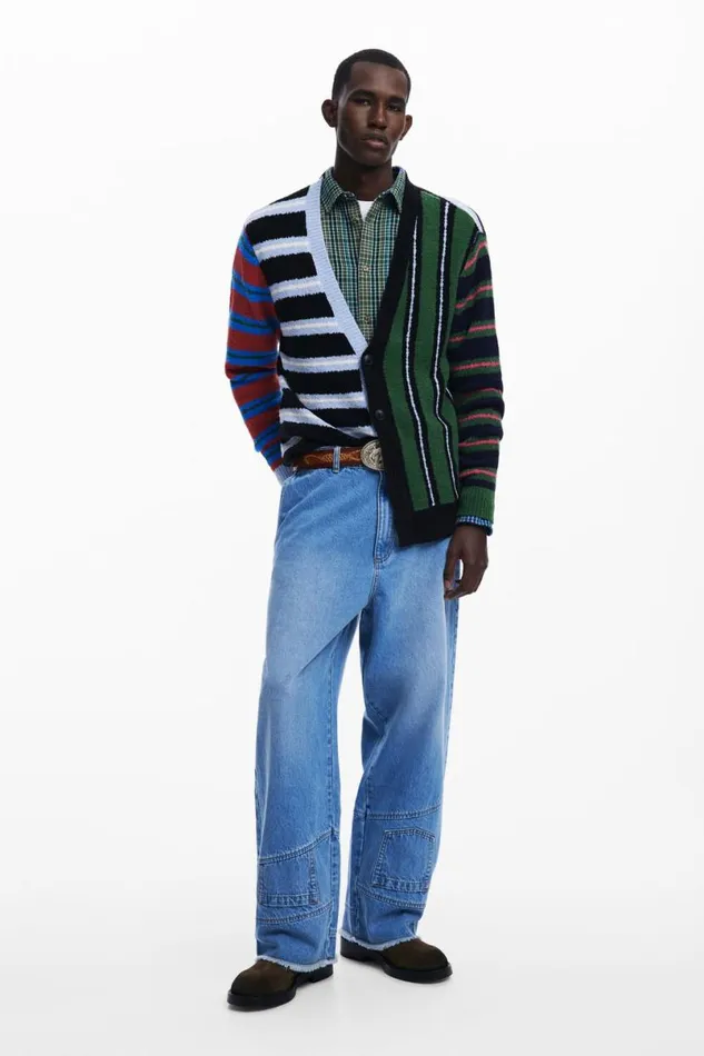 Women Jumpers Desigual Striped Knit Cardigan