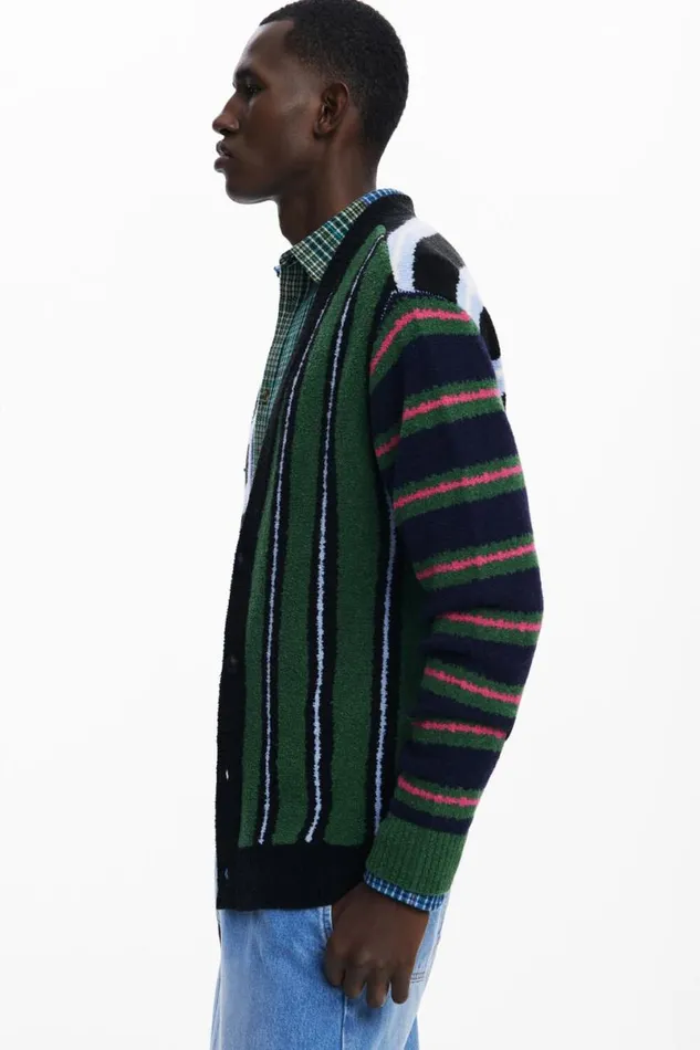 Women Jumpers Desigual Striped Knit Cardigan