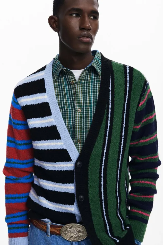Women Jumpers Desigual Striped Knit Cardigan