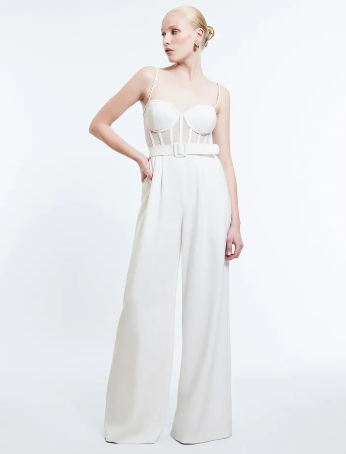 Women Jumpsuits and Rompers BCBG Roosevelt Bustier Jumpsuit Gardenia