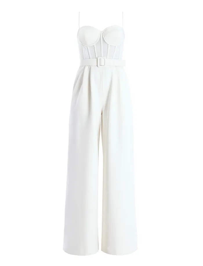 Women Jumpsuits and Rompers BCBG Roosevelt Bustier Jumpsuit Gardenia