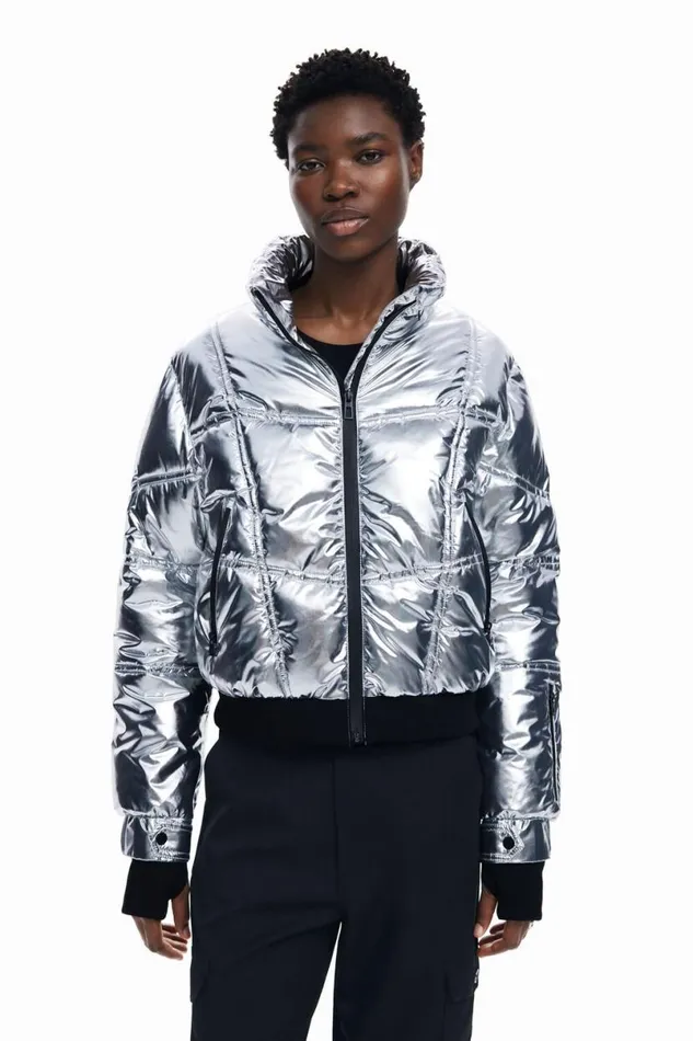 WomenKids Coats And Jackets Desigual Metallic Coat With Hood