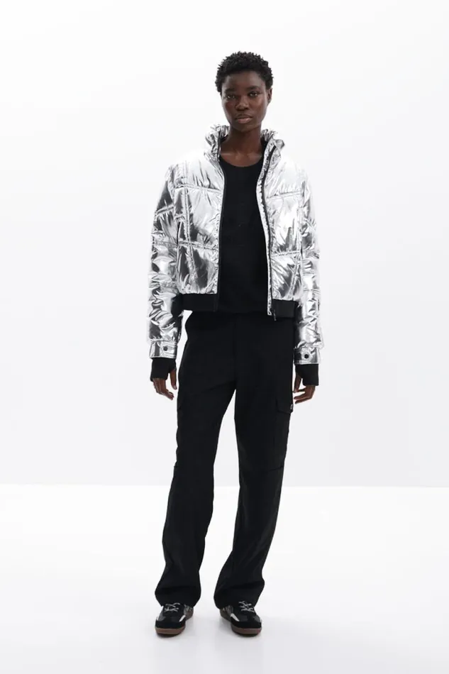 WomenKids Coats And Jackets Desigual Metallic Coat With Hood