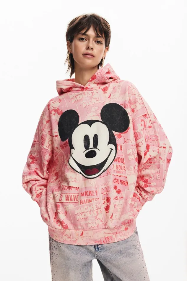 WomenKids Jumpers Desigual Mickey Mouse Hoodie With Drawstring