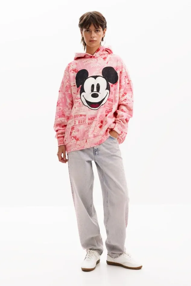 WomenKids Jumpers Desigual Mickey Mouse Hoodie With Drawstring