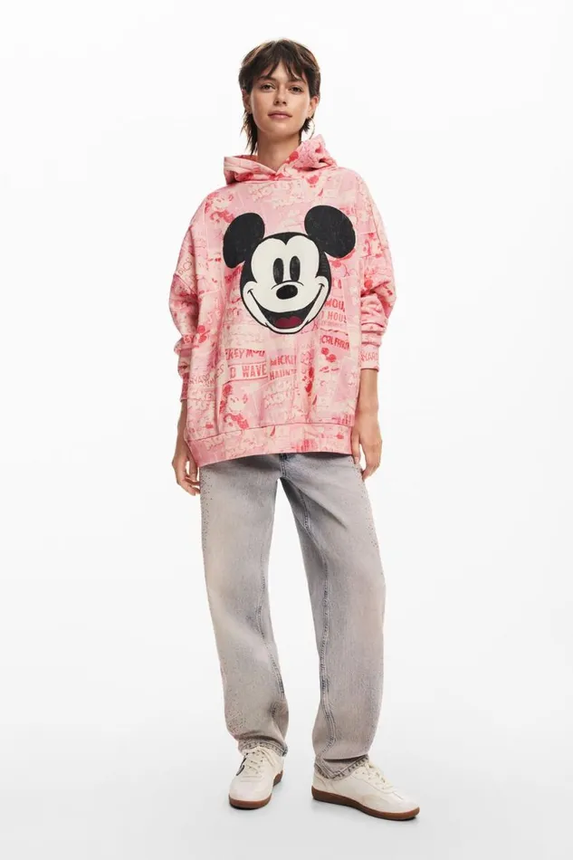 WomenKids Jumpers Desigual Mickey Mouse Hoodie With Drawstring