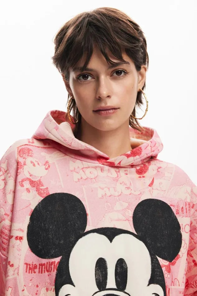 WomenKids Jumpers Desigual Mickey Mouse Hoodie With Drawstring