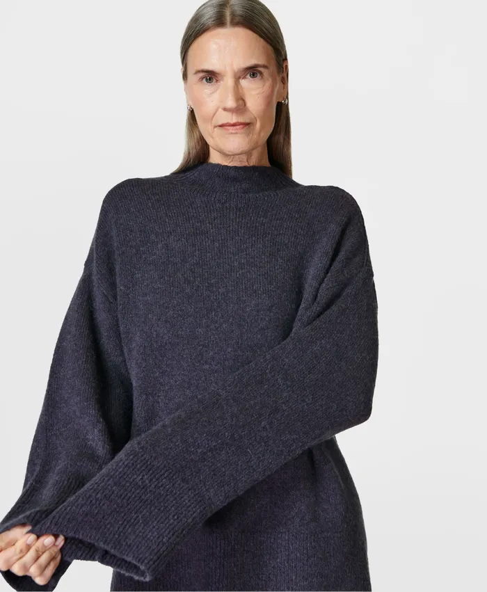 Women Knitwear Sweaty Betty Pinnacle Wool Funnel Neck Urban Grey
