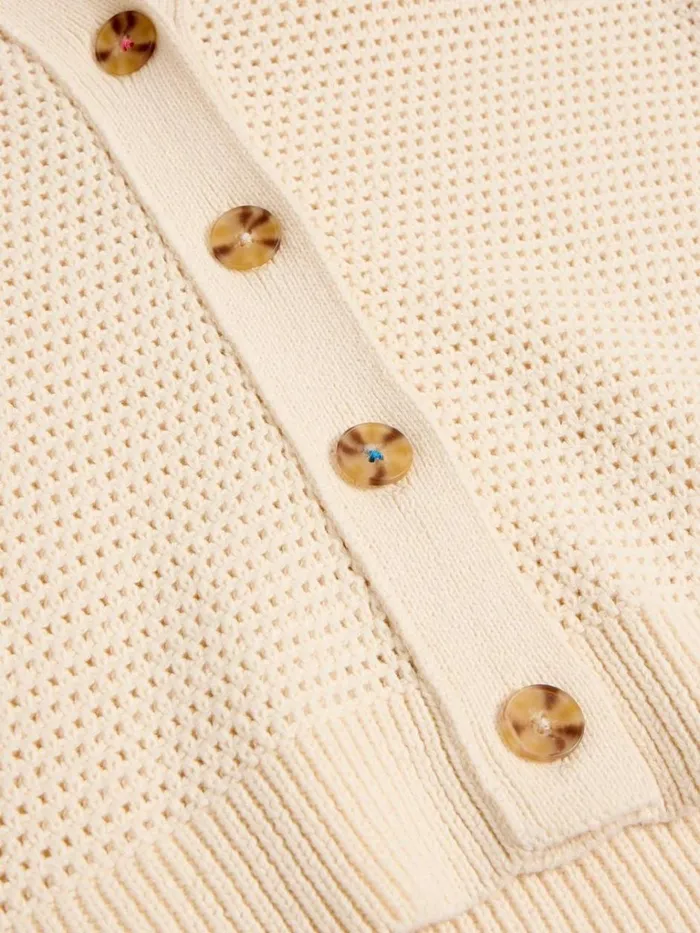 Women KNITWEAR White Stuff CHATERLY CROCHET COLLAR CARDI Natural White Women KNITWEAR White Stuff CHATERLY CROCHET COLLAR CARDI Natural White