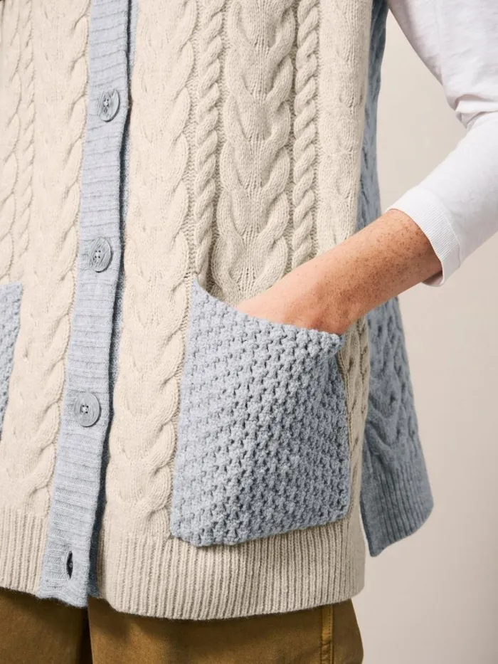 Women KNITWEAR White Stuff Chestnut Cable Knit Pocket Poncho Natural Multi Women KNITWEAR White Stuff Chestnut Cable Knit Pocket Poncho Natural Multi