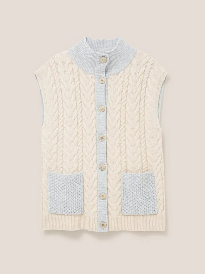 Women KNITWEAR White Stuff Chestnut Cable Knit Pocket Poncho Natural Multi Women KNITWEAR White Stuff Chestnut Cable Knit Pocket Poncho Natural Multi