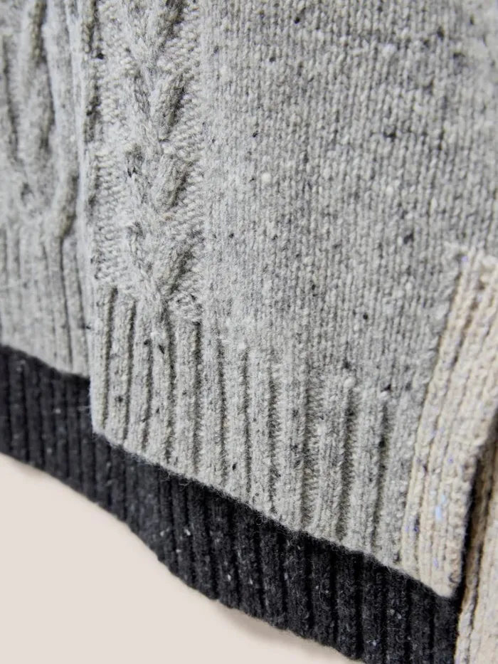 Women KNITWEAR White Stuff Colour Block Cable Tank Grey Multi Women KNITWEAR White Stuff Colour Block Cable Tank Grey Multi