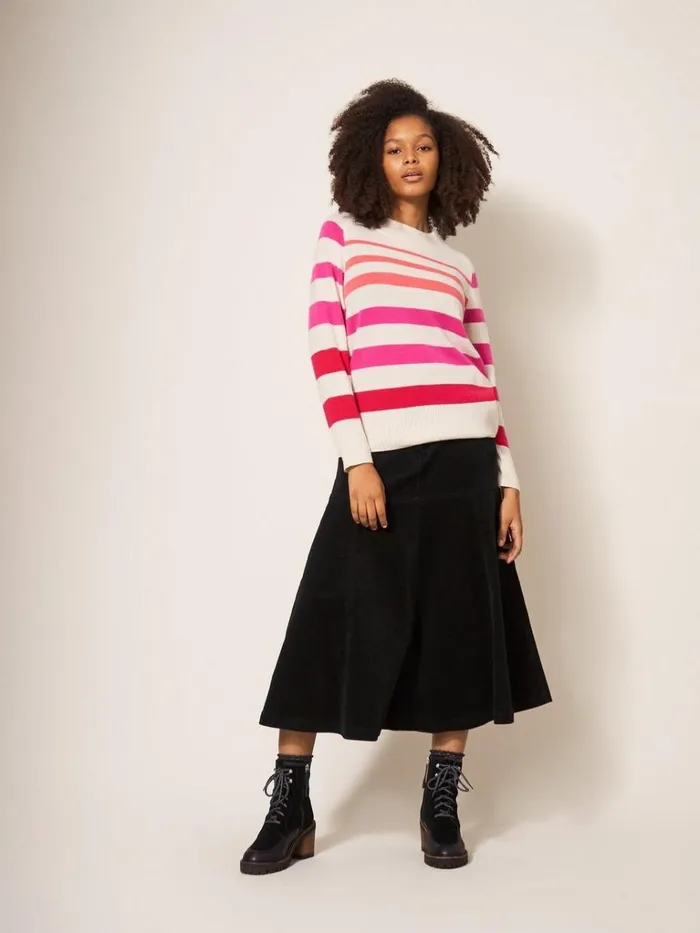 Women KNITWEAR White Stuff CORA CREW NECK CASHMERE JUMPER Pink Multi Women KNITWEAR White Stuff CORA CREW NECK CASHMERE JUMPER Pink Multi