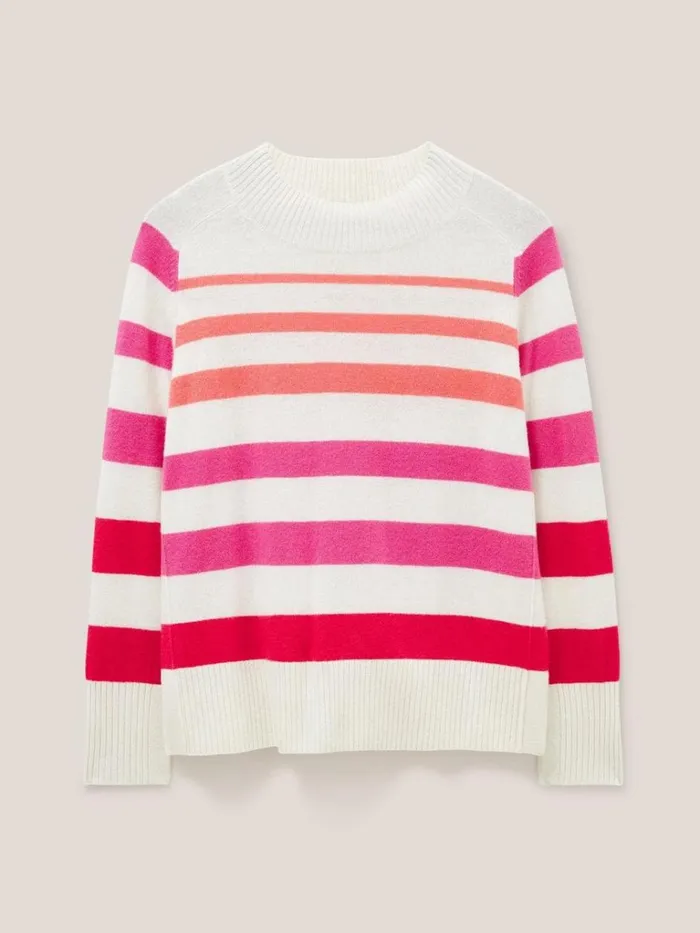 Women KNITWEAR White Stuff CORA CREW NECK CASHMERE JUMPER Pink Multi Women KNITWEAR White Stuff CORA CREW NECK CASHMERE JUMPER Pink Multi
