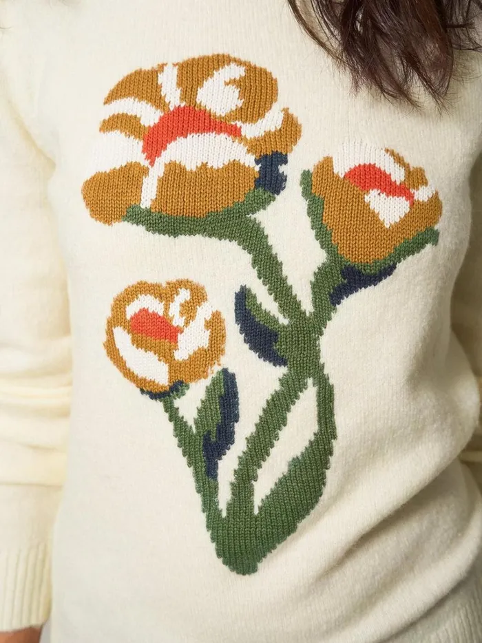 Women KNITWEAR White Stuff FLORRIE FLORAL JUMPER Pale Ivory