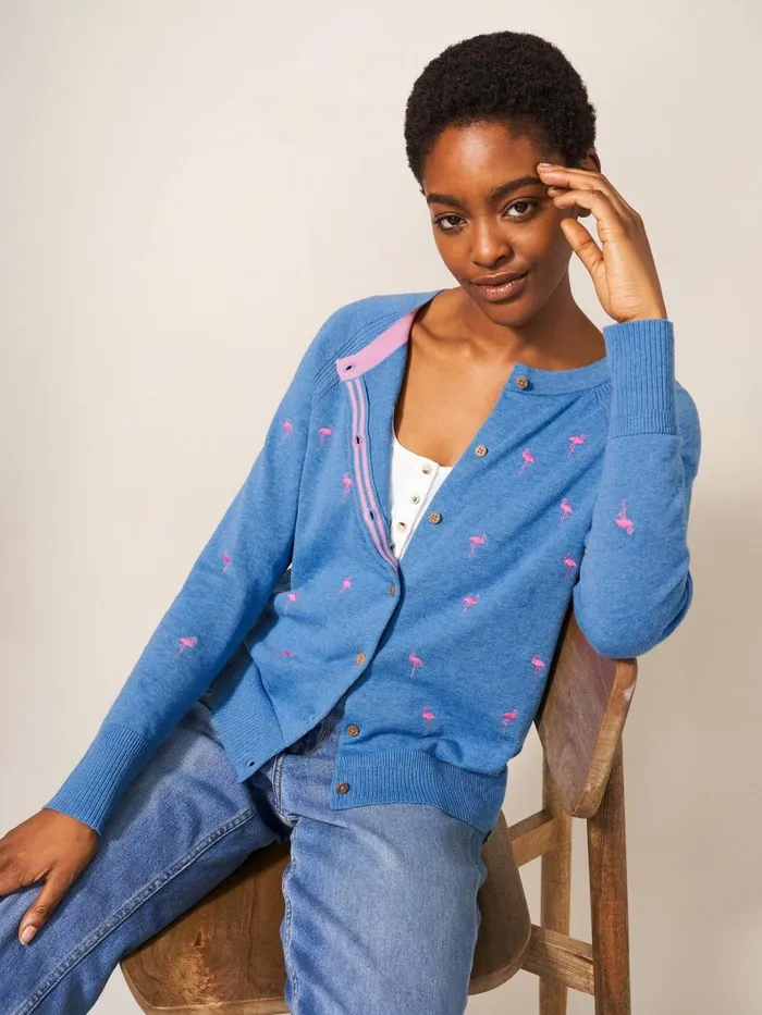 Women KNITWEAR White Stuff Lulu Embroidered Cardi Blue Multi