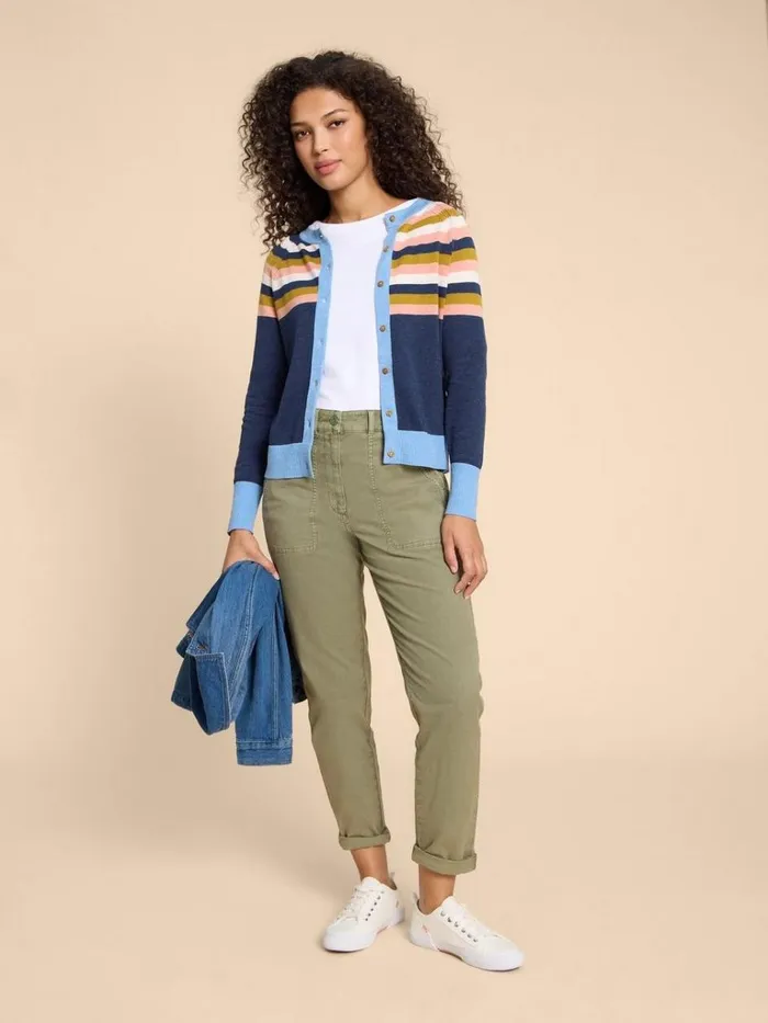 Women KNITWEAR White Stuff LULU KNIT CARDI Navy Multi
