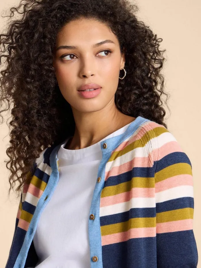 Women KNITWEAR White Stuff LULU KNIT CARDI Navy Multi