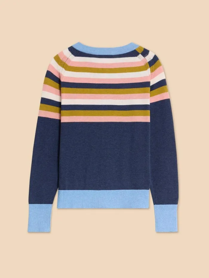 Women KNITWEAR White Stuff LULU KNIT CARDI Navy Multi