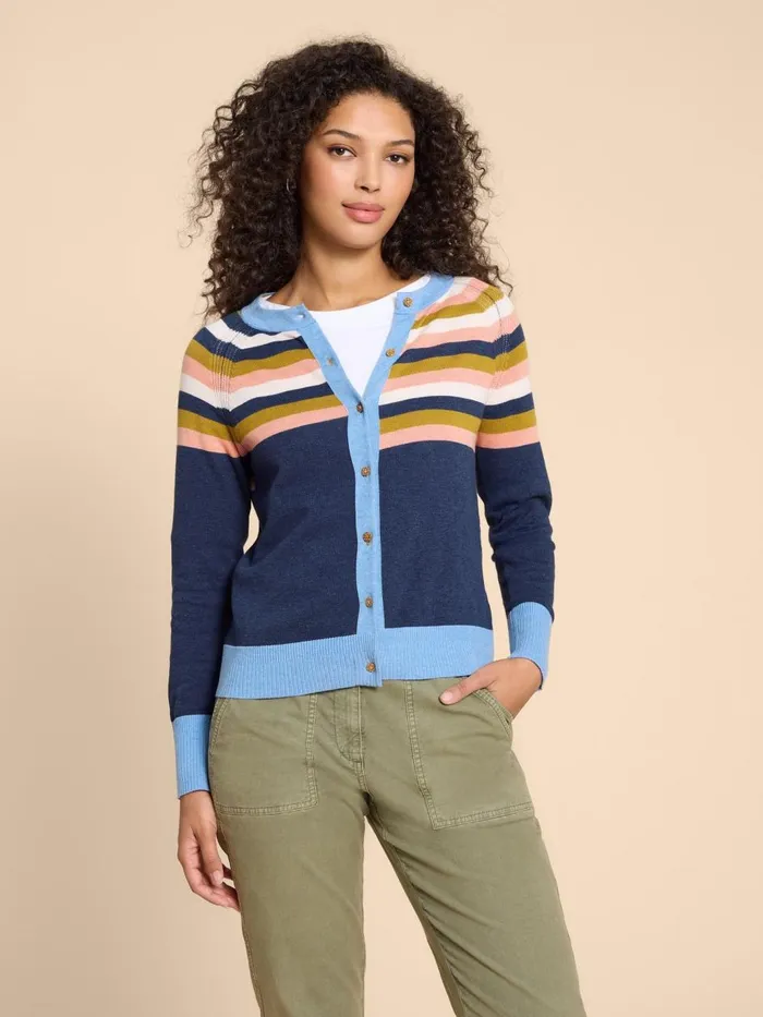 Women KNITWEAR White Stuff LULU KNIT CARDI Navy Multi