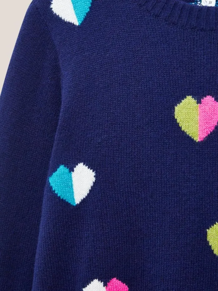 Women KNITWEAR White Stuff MULTI HEART WOOL JUMPER Navy Multi Women KNITWEAR White Stuff MULTI HEART WOOL JUMPER Navy Multi