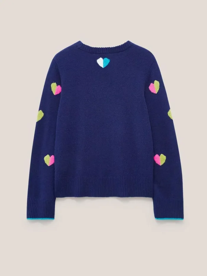 Women KNITWEAR White Stuff MULTI HEART WOOL JUMPER Navy Multi Women KNITWEAR White Stuff MULTI HEART WOOL JUMPER Navy Multi
