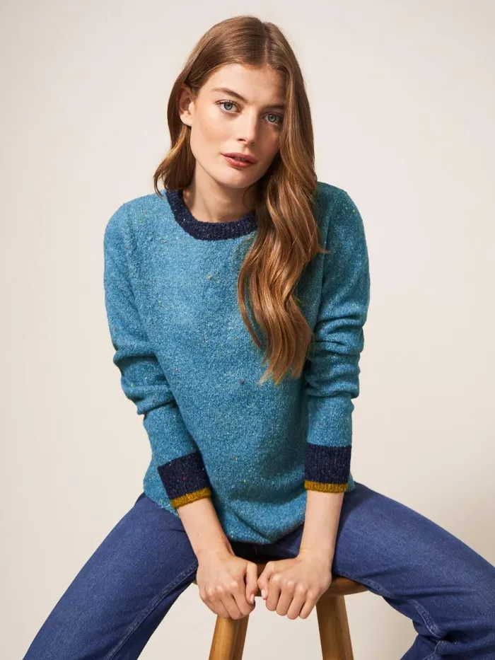 Women KNITWEAR White Stuff NATALIE NEP JUMPER Light Blue