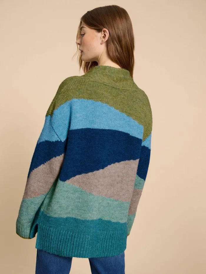 Women KNITWEAR White Stuff PATTI PATCHWORK CARDIGAN Green Multi Women KNITWEAR White Stuff PATTI PATCHWORK CARDIGAN Green Multi
