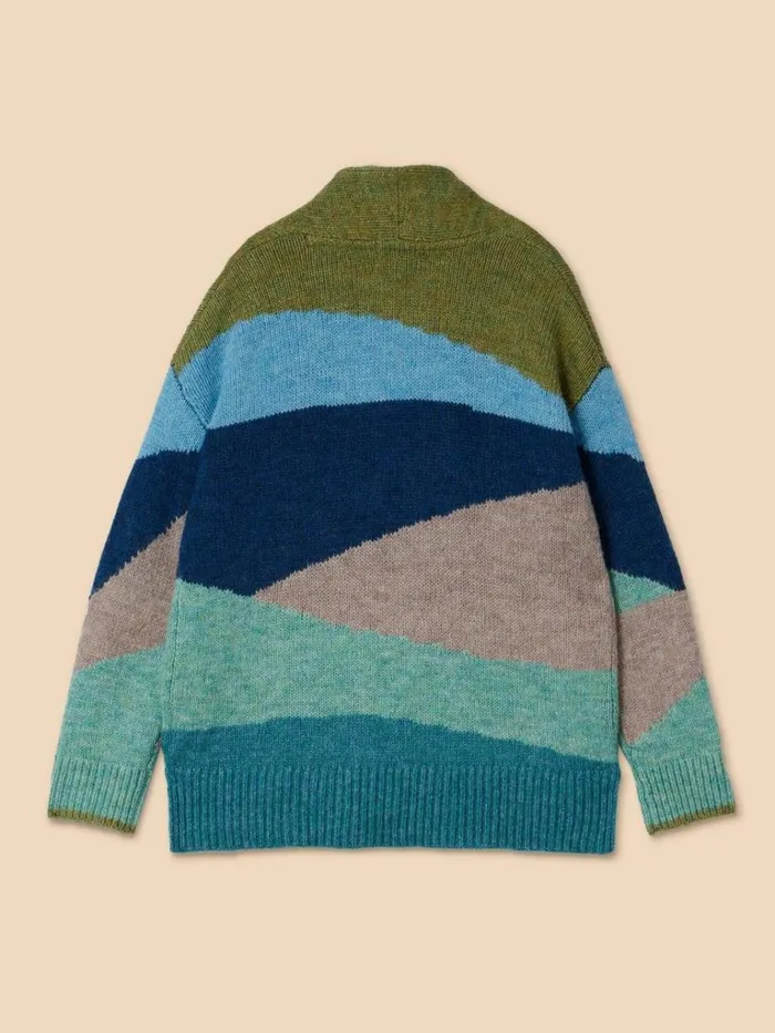 Women KNITWEAR White Stuff PATTI PATCHWORK CARDIGAN Green Multi Women KNITWEAR White Stuff PATTI PATCHWORK CARDIGAN Green Multi